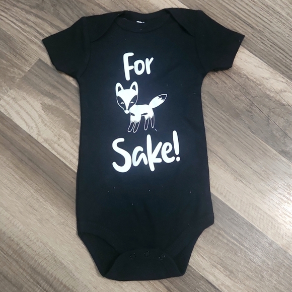 FOR Fox Sake Newborn Onesie Black Perfect Gift 🦊 New - Picture 1 of 2